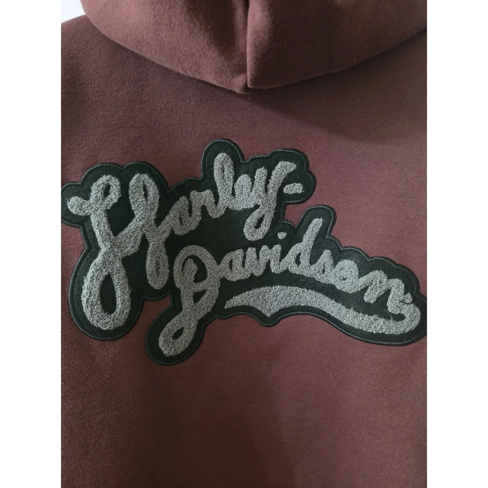 Womans Harley Davidson Full Zip Fleece Thick Maroon Hoodie Jacket XL